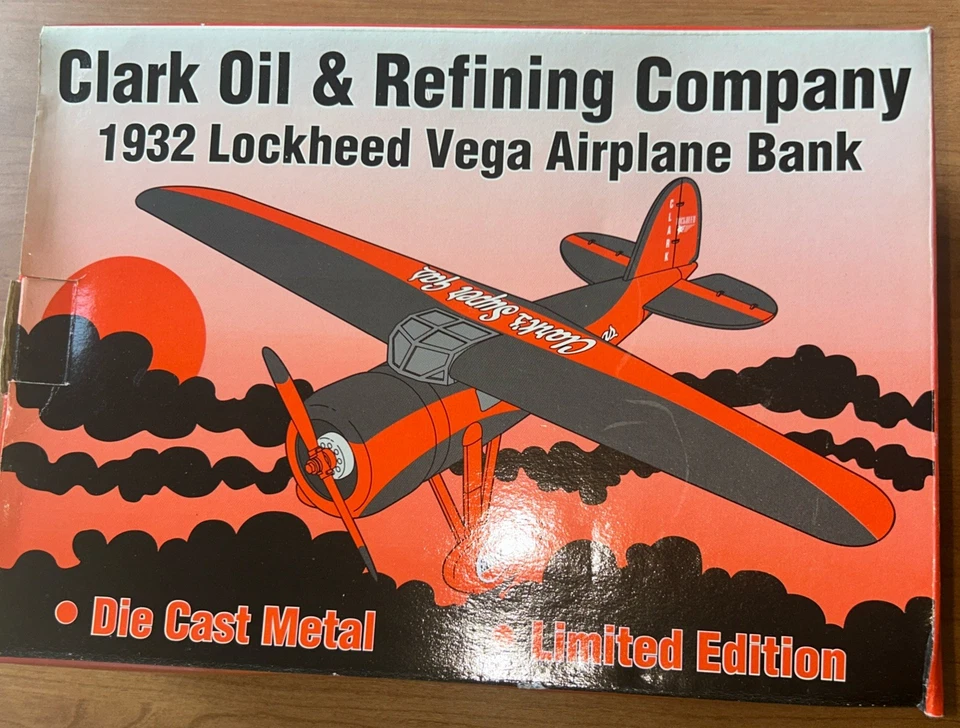 Clark Oil & Refining Airplane Hangar & 1932 Lockhead Vega Airplane Bank ~ J2 - Image 1 of 3