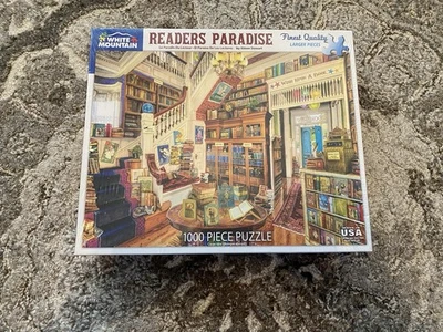 White Mountain READERS PARADISE 1000 piece puzzle books library NEW - Image 1 of 3