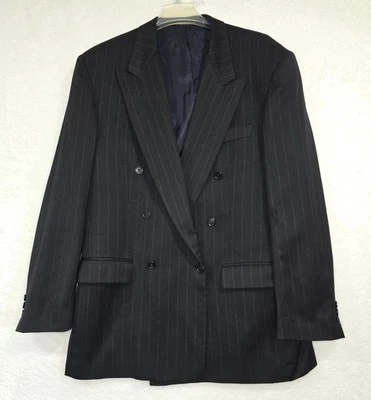 Example by MISSONI Italy Men's 42 L Pinstripe Black Wool Double Breast Blazer  - Image 1 of 4