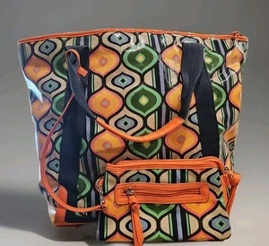 RAR Sondra Roberts große Schultertasche / Beuteltasche mit Kleingeldbörse 70er Muster Boho - Bild 1 von 5
