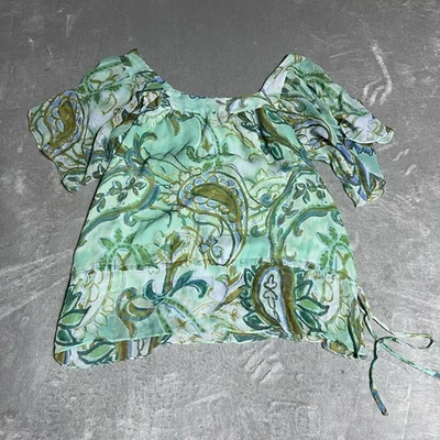 Y2K INC International Concepts Top Womens 8 Blue Green Paisley Fairy Whimsical - Image 1 of 4