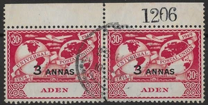 Adén 1949 UPU 3a Par con Hoja Nº Usado - Imagen 1 de 2