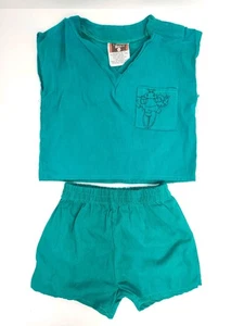 Camisa y Pantalones Cortos Vintage 12 Meses Tootsie Roll Tag Puntada Única Little Surf Champ - Imagen 1 de 12