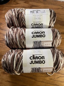 3 neue Caron Jumbo Acryl Garn Knäuel je 12 Unzen - Schokolade Mehrfarbig 294009 - Bild 1 von 4