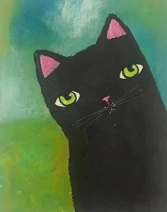 Buy 2 Get the 3rd FREE, 11 x 14, Art PRINTS, Wall Art, Cat Art, Naive Art - Picture 1 of 3