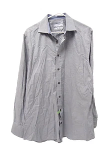 Charles Tyrwhitt Mens Dress Shirt 16 34 Slim Fit Solid Grey Flip Cuff - Picture 1 of 5
