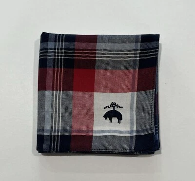PAÑUELO HOMBRE BROOKS HERMANO CUADROS RAYAS ARTE ROJO ALGODÓN BOLSILLO CUADRADO 19" Foto 1 de 4