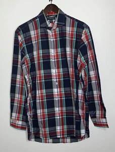 Camisa de vestir Lands' End para hombre cuello 151/2-33 con botones a cuadros azul rojo multicolor - Imagen 1 de 6