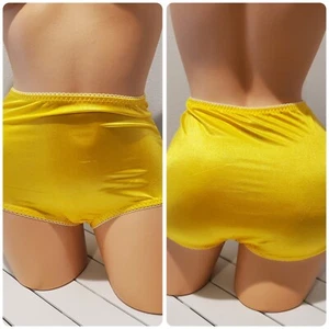 Vanity Fair Shiny Nylon Stretch Panty 10/3XL Sun Goddess YELLOW White Trim 40301 - Picture 1 of 6