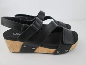Corkys Footwear RAIN CHECK Sandal Womens Sz 6 Faux Leather Wedge Black - Picture 1 of 8