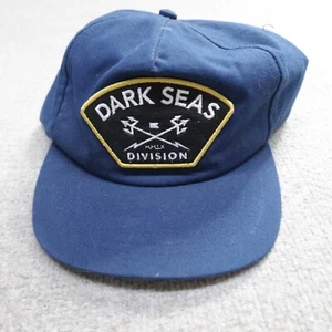 Dark Seas Hat Blue Patch Spellout Cotton Snapback - Picture 1 of 6