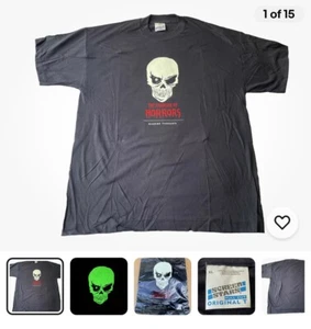 VINTAGE 90s HALLOWEEN SHIRT XL GLOW IN DARK CHAMBER HORRORS MADAME TUSSAUD SF - Bild 1 von 16