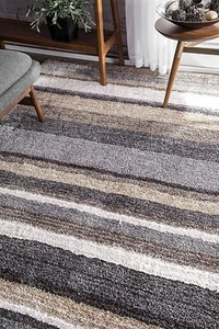 Soft Shaggy Area Rug with – Modern Striped Pattern - Picture 1 of 4