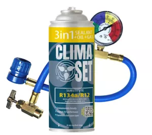 ClimaSet refrigerante 3 en 1 R134a / R12 gas de repuesto, aceite, sellador, manguera de llenado - Imagen 1 de 4