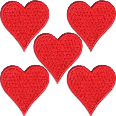Red Heart Patches ( 5-Pack) Heart Embroidered Iron on Heart Patch Applique - Image 1 of 4