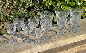 Selection of Webb Corbett Chantilly Pattern Crystal Wine Glasses (11) Mixed Size - Picture 1 of 8