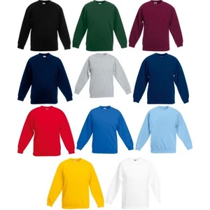 Kid Children Boy Girl Fruit of the Loom Premium Polyester Set In Sweatshirt Top - Picture 1 of 12