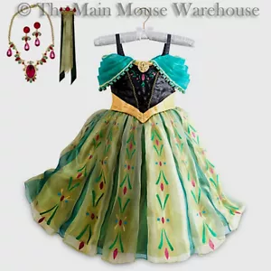 Abito Disney Frozen Anna costume Halloween taglia 5 6 7 8 9 10 accessori gioielli - Foto 1 di 7