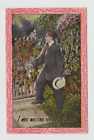 Romance "Waiting for You Dearie" Vintage Postcard 1548