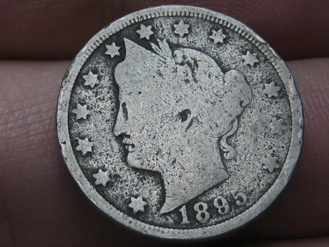 1895 Liberty Head V Nickel 5 Cent Piece- VG Obverse Details Cover