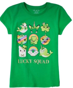 The Children’s Place Size 16 LUCKY SQUAD Glitter Graphic Tee New with Tags - Picture 1 of 2