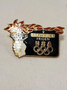 Olympia Pin 1988 Calgary & Seoul Games USA Team Sponso Friden-Alcatel-Torch - Bild 1 von 2