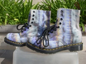 Dr Martens 1460 Pascal Tie Dye Boots Suede Leather Blue Aqua, UK5 EU38 US7 Wmn - Picture 1 of 20