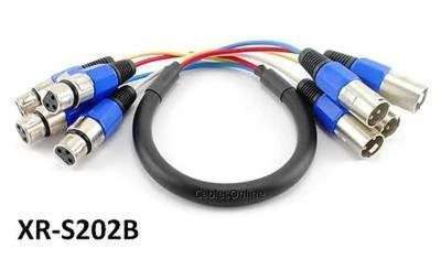 2ft Pro XLR 4-Channel M to F Balanced Audio Snake Cable, CablesOnline XR-S202B - Image 1 of 4