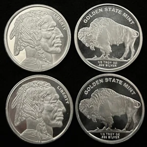 Lot of 2 BUFFALO Round 1/2 oz .999 Fine Silver - Picture 1 of 8
