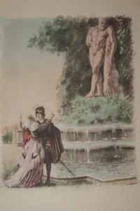PAUL EMILE BECAT GRAVURE COULEURS R1681 DAMES GALANTES CURIOSA - Picture 1 of 1