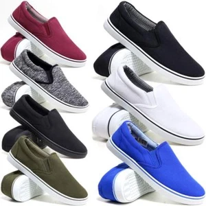 Mens Slip On Casual Canvas Espadrilles Deck Plimsolls Trainers Pumps Shoe Size - Picture 1 of 30