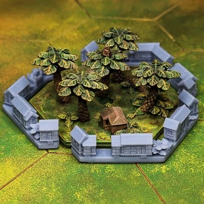 WW2 Pacific Villages Partial Hex 60mm 5pcs | 1/72, 20mm, Command & Colors - Image 1 of 4
