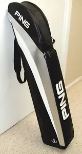 RARE!! New!! Black Leather PING Slim Compact GOLF BAG Display (Model #P00256192) - Picture 1 of 12