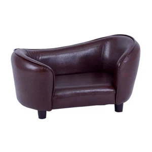 Kleines Haustiersofa Kunstleder 18"" x 12"" Sitz Schokolade braun - Bild 1 von 5