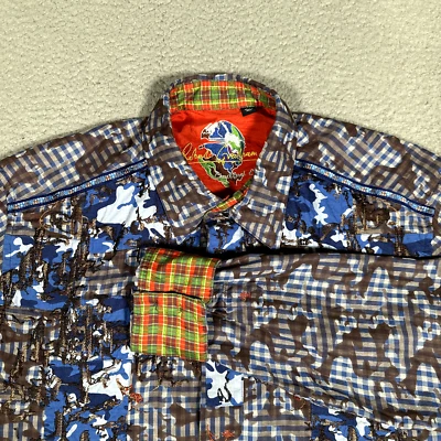 Robert Graham Shirt Mens Large Blue Floral Camo Limited Edition Embroidered Logo - Image 1 of 4