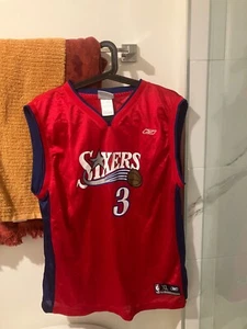 Allen Iverson NBA Philadelphia Sixers Reebok maglia rossa giovanile XL - Foto 1 di 3
