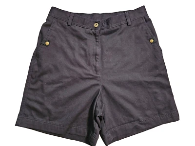 Liz Claiborne Womens Black Twill Flat Front Shorts 12 Side Pockets Back Pockets - Image 1 of 4