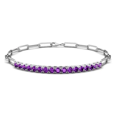 Amethyst Round 4.00mm Tennis Paperclip Adjustable Chain Bracelet - Image 1 of 2