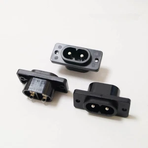 10pcs AC Power Socket Connector AC 250V 2.5A IEC320 C8 2 Pins Screw Mount Inlet - Picture 1 of 4