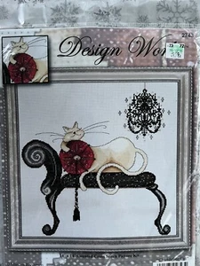 Design Works #2743 Counted Cross Stitch Picture Kit "Chandelier Cat" on Lounge - Picture 1 of 2