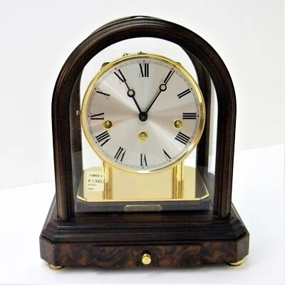 Reloj de Mesa en Madera Hermle Cuerda Manual en Madera y Acero Dorado Foto 1 de 3