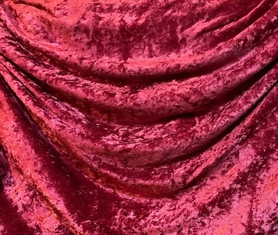 Stretch CRUSH PANNE VELVET Sewing Fabric 1.833 Yds (66") x 58" WINE Solid - Image 1 of 3