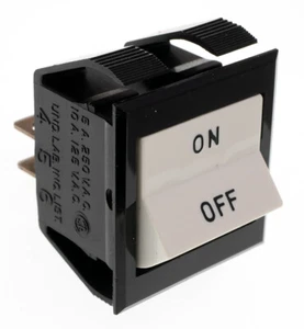 CARLING ON-OFF DPST Rocker Switch Black Body/White Rocker 5A@250VAC/10A@125VAC - Picture 1 of 2