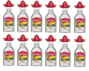 1 Box a 12 x 50ml Sierra Tequila Blanco 38% Vol. mit Hut Pet - Bild 1 von 1