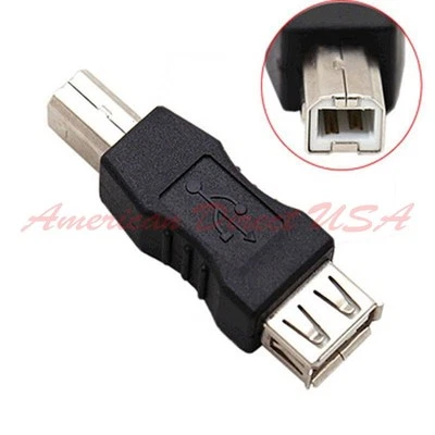 USB 2.0 Type A Female to B Male Camera Printer HDD PC Cable Converter Adapter - Image 1 of 4