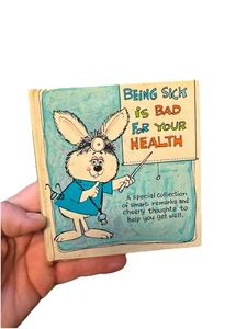 Vintage Get Well Book Card 1960s Cartoon Being Sick Is Bad Gag Funny Gift Old - Picture 1 of 3