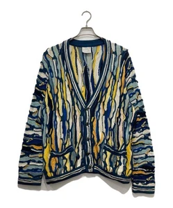 Coogi 3D knit cardigan Size: L Blue x yellow Men - Picture 1 of 8