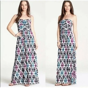 Ann Taylor sleeveless maxi dress size 2 Ivory tropical long - Picture 1 of 10