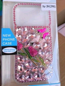 iPhone 17 Pro Full Bling Sparkle Diamond Flower Fashion Classic Design case - Picture 1 of 1