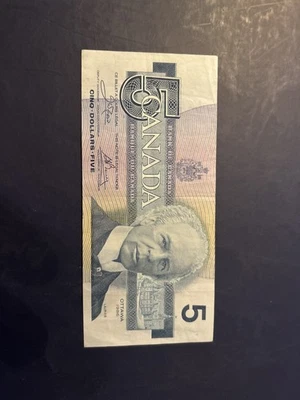 ULTRA RARE NEAR MINT CANADA 5 DOLLARS  1986 KINGFISHER UNC FNX REPLACEMENT BIRD  - Image 1 of 2